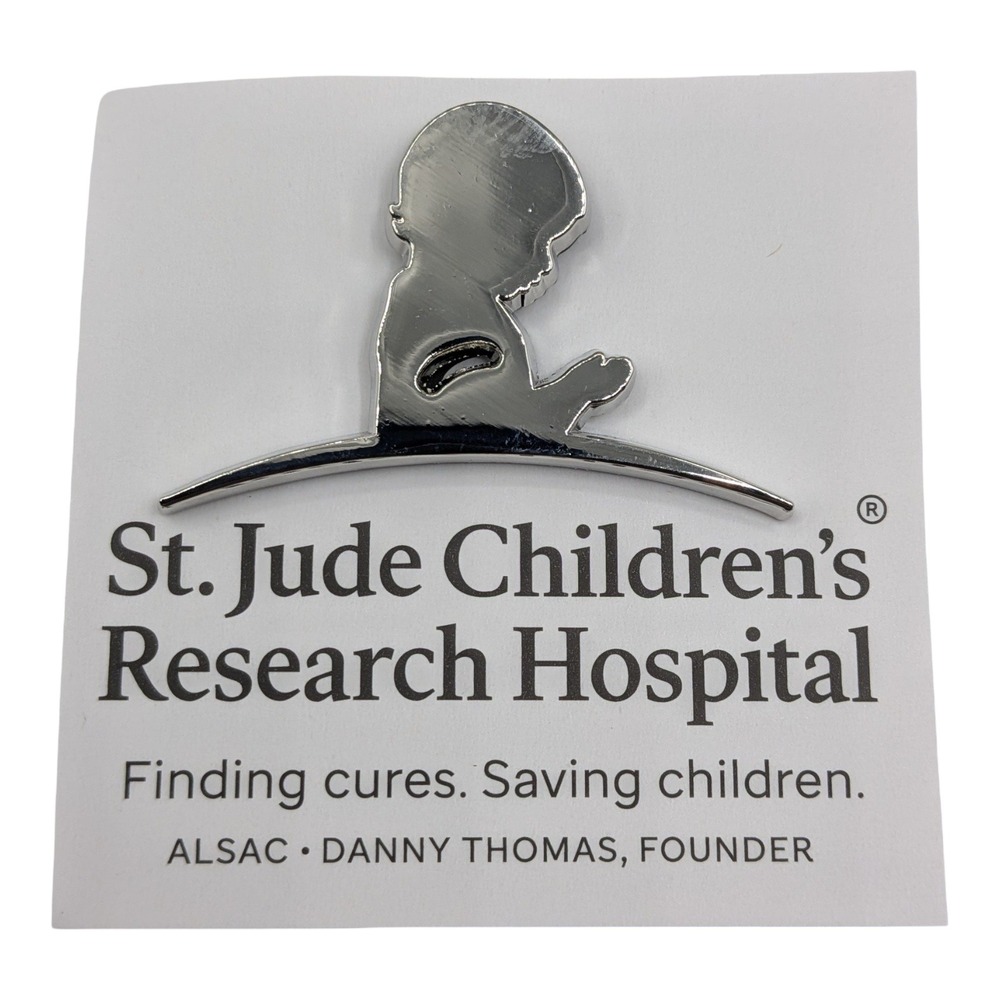 St Jude Childrens Research Hospital Silver Logo Lapel Pin Magnetic Back